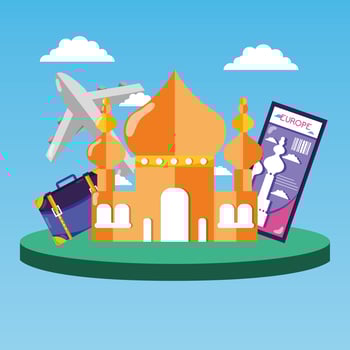 taj mahal with picture and bag travel vector