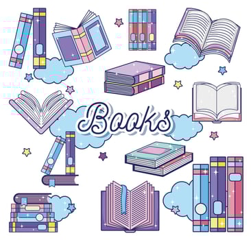 Fantasy and magic books vector