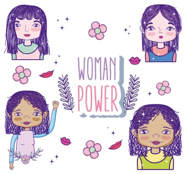 Woman power girl cartoon vector