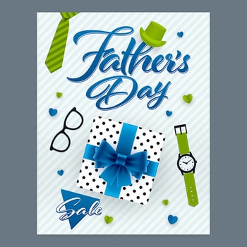 Fathers Day sale vertical ornate banner vector