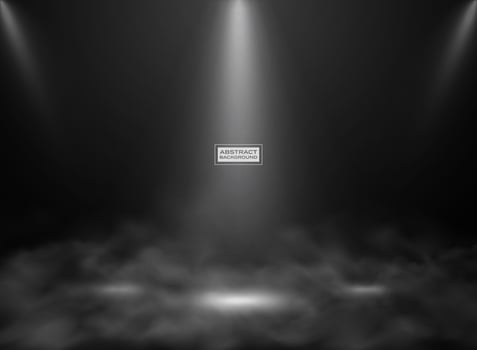 Abstract black color studio mockup background. Decorating for showing product, poster, presentation artwork with smoke. vector