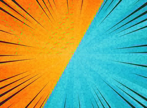 Abstract sun burst contrast orange blue colors background. You can use for hot sales promotion, versus, fight ad, poster, cover design.  vector