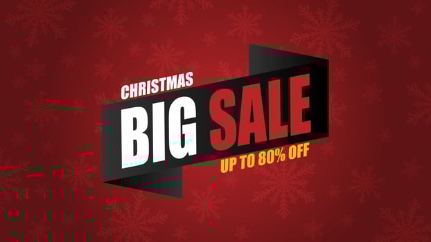 Christmas sale banner background with decoration in paper cut style. vector