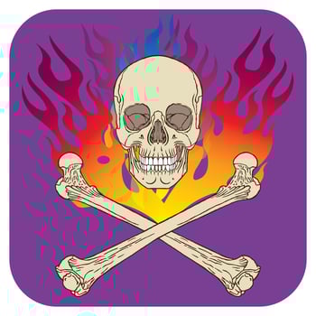 Skull flame icon purple color vector illustration