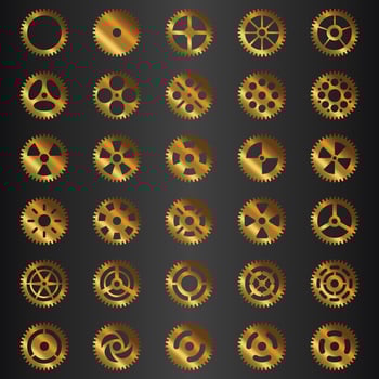 Gear collection golden set vector