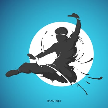 kick silhouette splash martial arts vector