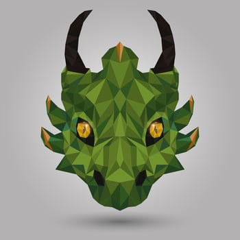 Geometric  green dragon vector