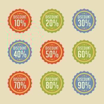 Retro discount badge sell sale promotion vector