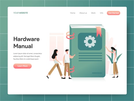 Hardware Manual Book Illustration Concept. Modern design concept of web page design for website and mobile website.Vector illustration EPS 10 vector
