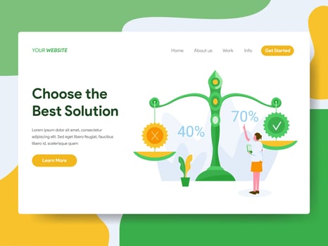 Landing page template of Choose the Best Solution Illustration Concept. Modern Flat design concept of web page design for website and mobile website.Vector illustration vector