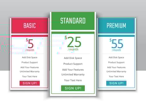 Pricing table  vector