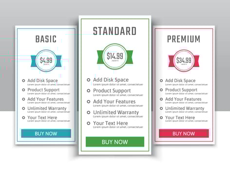 Pricing table  vector