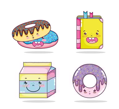 Set of kawaii cartoons vector