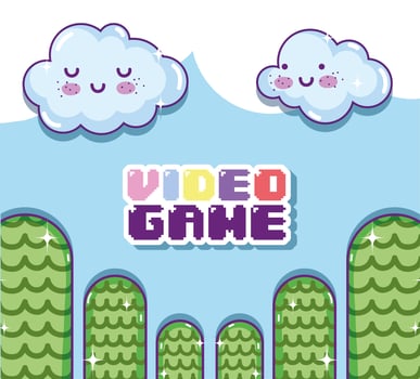 Retro videogame scenery vector