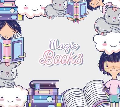Magic book cartoons vector