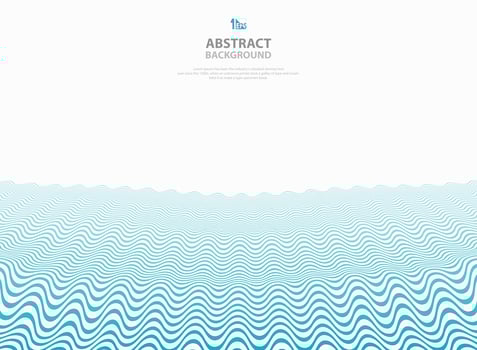 Abstract blue wavy pattern stripe lines ocean sea background.  vector