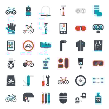 bicycle accessories flat icon vector