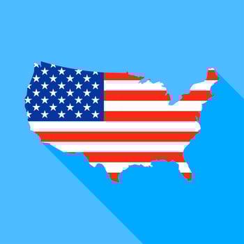 United states map with long shadow vector illustration