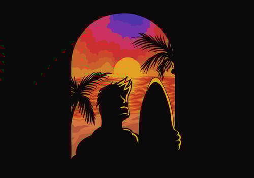 Beach Boy retro vector illustration