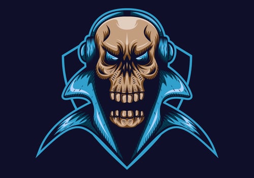 skull gaming shield mascot e sport vector illustration
