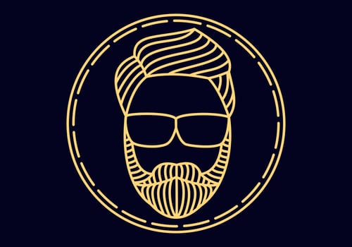 Man beard monoline vector illustration