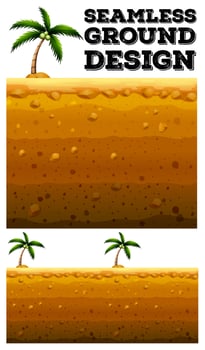 Seamless ground design with coconut tree vector