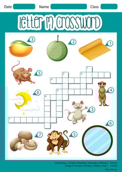 Letter M crossword worksheet vector