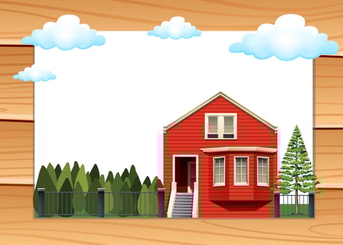 Red house on the wooden wall vector