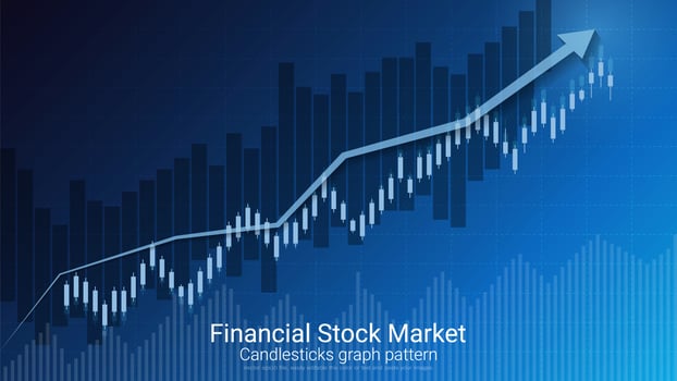 Candlestick patterns is a style of financial chart. vector