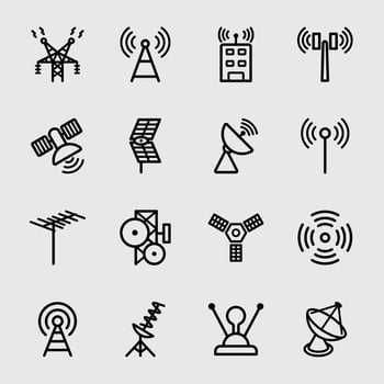 Antenna and Satellite line icon vector