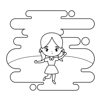 cute little student girl in landscape scene vector