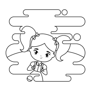 cute little student girl in landscape scene vector
