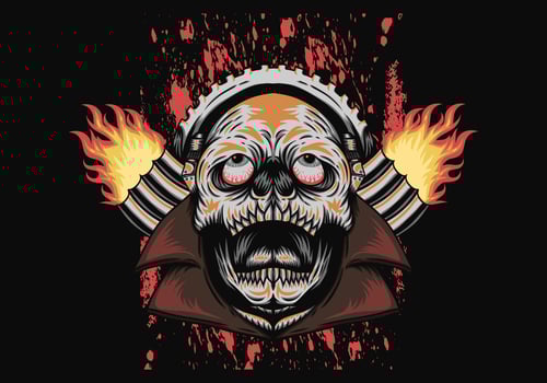 fire skull speed automotive vector