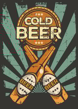 Cold Beer Vintage Retro Signage Vector