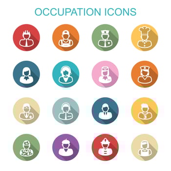 occupation long shadow icons vector