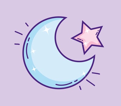 Cutem moon with star vector