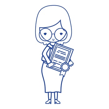 silhouette teacher with glasses and diploma certificate vector