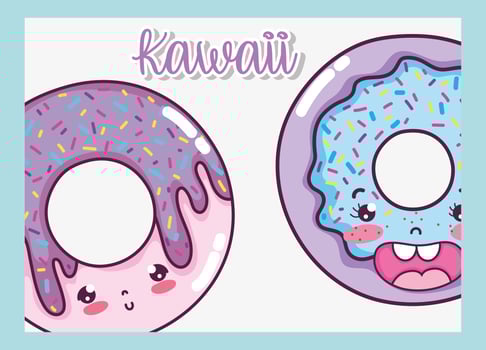 Cute kawaii cartoons vector
