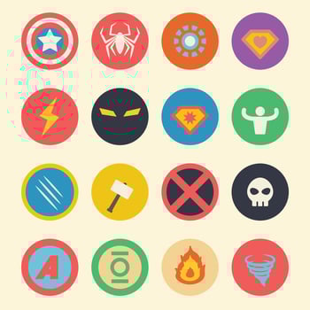 superhero flat icons vector