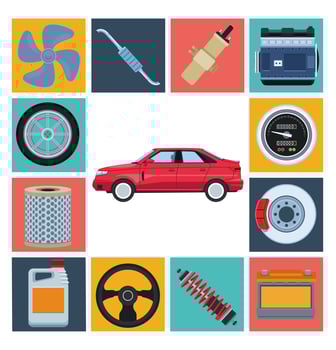Car factory and parts vector