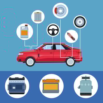 Car factory and parts vector