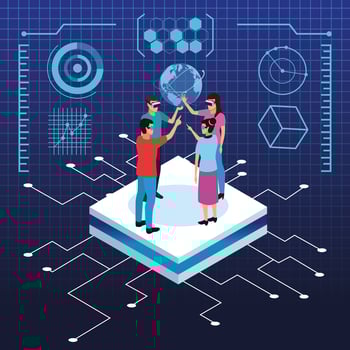 Virtual reality and friends cartoons vector