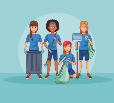 Park cleaning volunteers vector