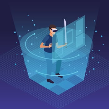 Virtual reality and friends cartoons vector