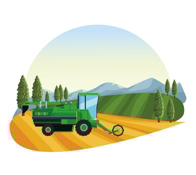 Farm seeding tractor vector