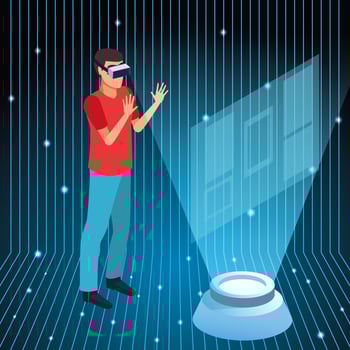 People playing with virtual reality vector