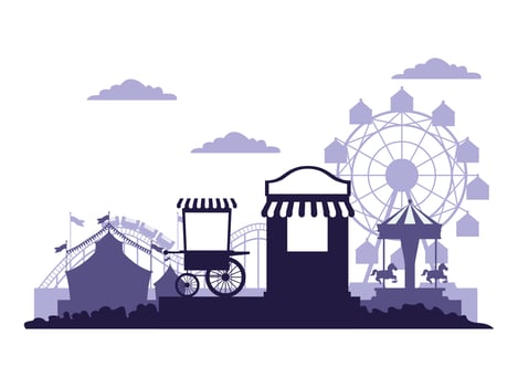 Circus festival fair scenery blue and white colors vector