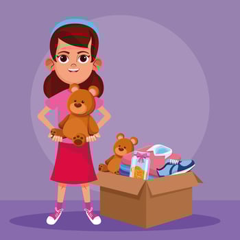 Kid donation and charity vector