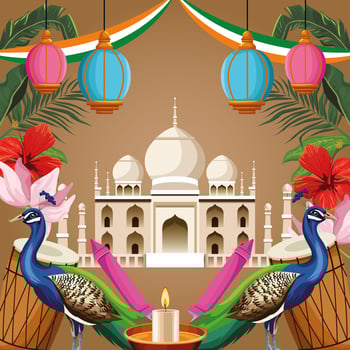 India national monument tourism card vector