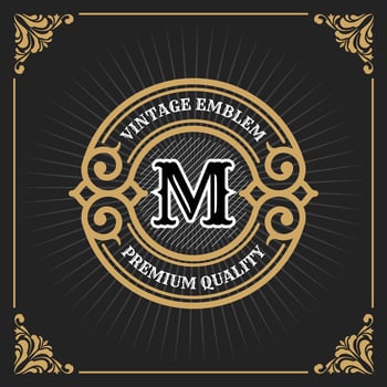Vintage Luxury Banner Template Design for Label, Frame, Product Tags. Retro Emblem Design. Vector illustration